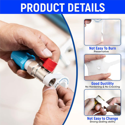 Teflon Professional Grade (High Density) Tape - Teflon Tape Plumbing - 1/2 Inch Wide X 520 Inches Long - Pipe Tape - PTFE Tape - Thread Tape Plumb...