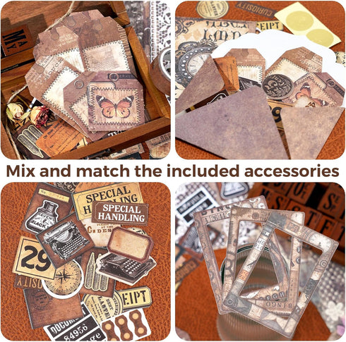 Funto Scrapbooking Kit, The Love Poems Series - Vintage Items, Ideal Gift Box Packaging, Perfect for Bullet Scrapbooking Materials, Planner DIY Cr...