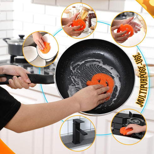 12 Pcs Halloween Cleaning Sponges Cute Kitchen Scrub Sponges Ghost Bat Pumpkin Cat Sponge Temperature Sensitive Non Scratch Household Cleaning Spo...