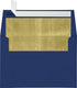 LUXPaper A4 Foil Lined Invitation Envelopes | Peel & Press | 4 1/4" x 6 1/4" | Blue w/Gold LUX Lining | 80lb. Text | 50 Qty...