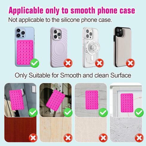 Suction Cup Phone Case Mount Double-Sided,Silicon Sticky Phone Stand for iPhone and Android, Hands-Free Strong Grip Holder for Selfies and Videos ...