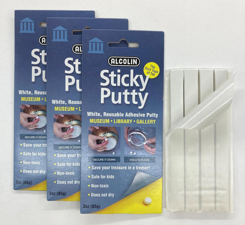 9oz Alcolin Sticky Putty Reusable Museum & Gallery Quality Adhesive Putty, Repositionable -Won't Dry -3 x 3oz Pack...