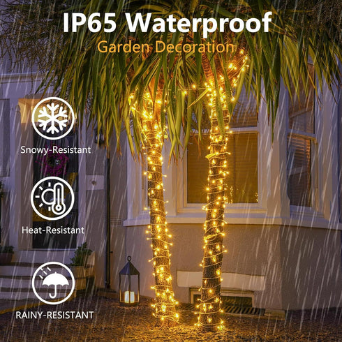 66FT 200LED Christmas String Lights Outdoor/Indoor, Extendable Twinkle Fairy Lights Waterproof Clear Wire with 8 Modes&Timer Function for Garden B...