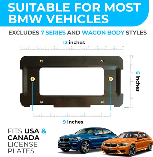 Rear Bumper License Plate Bracket for BMW 2000-2024, Plate Holder Set w 6 Screw Bolts & Wrench Kit, License Tag Mounting Kit, Quality Plate Holder...