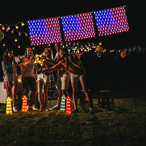 HYH American Flag String Lights 3 in 1 Waterproof Led Flag Net Light of The United States Flag Lights for Independence Day National Day 4th of Jul...