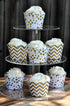 Gold and White Cupcake Wrappers for Weddings, Graduations, Kids and Adult Birthday Parties, Baby Showers. Set of 24 Reversible Cup Cake Holder Wra...
