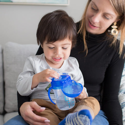 Dr. Brown's Milestones Soft Spout Sippy Cup with Handles, Blue Tiger Hero, BPA-Free, 9 oz/270 mL, 9m+...