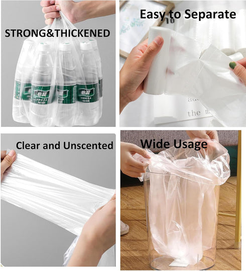100 Count Small Trash Bags 4 Gallon Small Clear Garbage Bags Strong, Leakage-Free,Unscented Thick for Bathroom, Office, Kitchen Waste Basket Small...