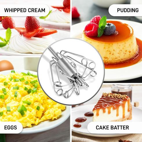 Zulay Kitchen Egg Beater Whisk - Push Whisk for Cooking - Egg Whisk Mixer, Hand Mixer Manual, Automatic Whisk Cooking Tool - Hand Whisk for Kitche...