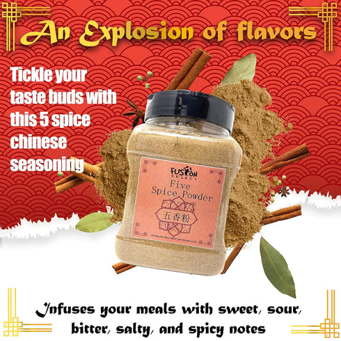 Fusion Select Natural Grounded Authentic Chinese Five Spice Powder, Traditional 5 Spice Powder, No Coloring, Preservative, MSG, Fits All Seasoning...
