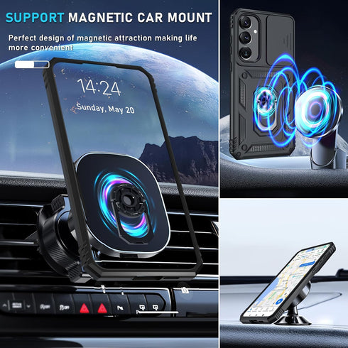 Janmitta for Samsung Galaxy A55 5G Case Built in Slide Camera Lens Cover+Screen Protector+Finger Ring Holder Kickstand,Heavy Duty Shockproof Full ...