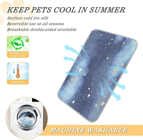 Dog Cooling Mat Ice-Cold Pad for Cat Medium Pet Summer Sleeping Mat Cute Travel Cooling Fiber Cool Down Breathable Comfortable Folding Storage Sta...