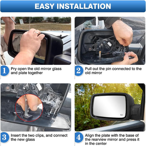 TOP-MAX Dodge Ram Driver Left Side Heated Mirror Glass Compatible with 2009-2018 Dodge Ram 1500 2500 Side View Exterior Convex Mirror Glass 680502...