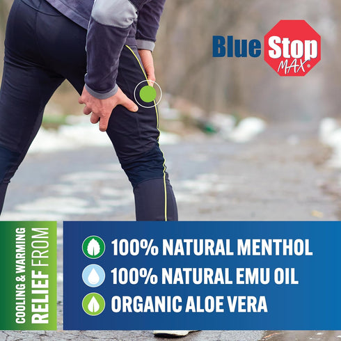 Blue Stop Max Muscle & Joint Relief Gel: Fast-Acting Sore Muscle, Back & Neck Relief Cream, Numbing Emu Oil Formula for Ankle, Leg Cramps, Tennis ...
