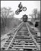 Posterizer 1 pcs-black and white photo-motorcycle on train track 1-Photography Art-Retro Art-Decor for Home & Office- unframed wall art...