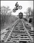 Posterizer 1 pcs-black and white photo-motorcycle on train track 1-Photography Art-Retro Art-Decor for Home & Office- unframed wall art...