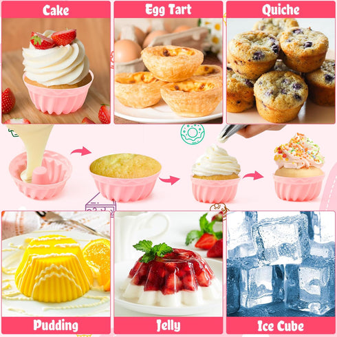 R HORSE 42Pcs Silicone Baking Molds Pumpkin Silicone Cups Non-Stick Muffins Mould Washable Cupcake Liners Donut Cake Pan Reusable Cupcake Wrapper ...