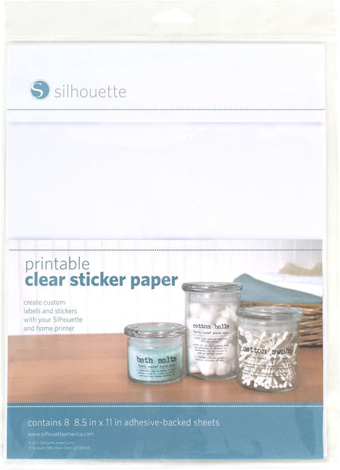 Silhouette America Silhouette Media-CLR-ADH Printable Clear Sticker Paper...