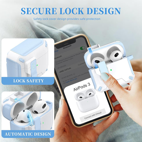 for AirPods 3rd Generation Case Cover, Compatible with Magsafe, Magnetic Automatic Lock, Charging Port Dust-Proof & Stand Design with Cleaning Kit...