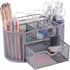 Desk Organizer and Accessories, Grey Desk Organizer with Drawer, Desktop Mesh Pencil Pen Holder with 8 Compartments for Office, Home, School, Clas...