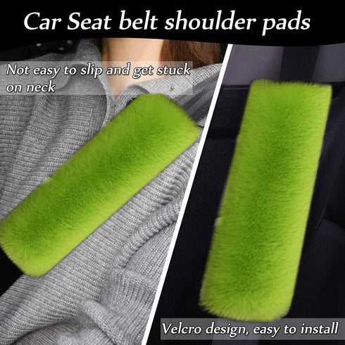 9-Pack Fluffy Car Accessories Set,Silence Shopping Fluffy Steering Wheel Cover Winter Warm Fur Steering Wheel Cover Fuzzy Car Decoration Accessori...