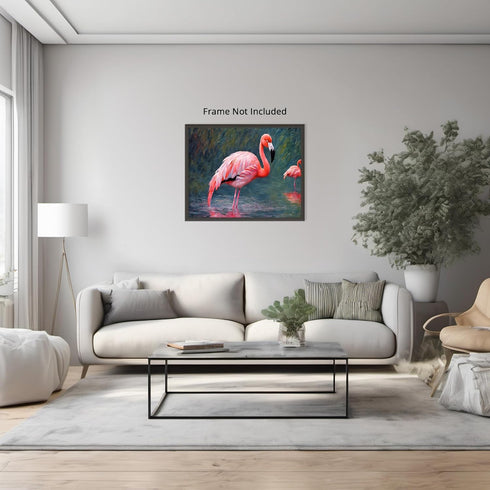 Posterizer 1 pcs- beautiful flamingos in the water-Art for Animal Lovers-Landscape & Nature Art- Living Room Bedroom Decor- unframed wall art...