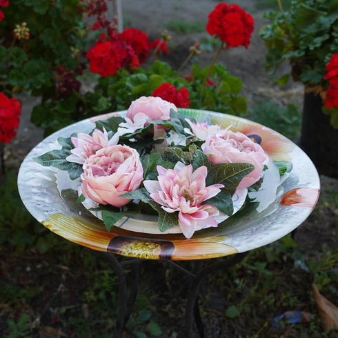 Admired By Nature 13" Artificial Small Peony Greenery Wreath Candle Rings Wreaths Artificial Floral Decor for Candles Centerpieces for Home, Weddi...