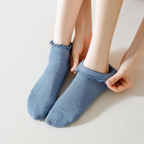 Mcool Mary Womens Ankle Ruffle Socks Casual Cotton Frilly Breathable Cute Knit Lettuce Trim No Show Socks 6 Pack...