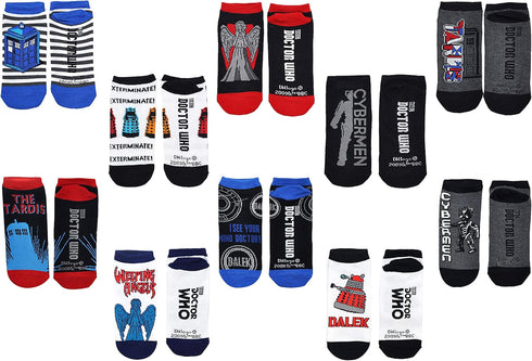 Doctor Who Socks Merchandise (10 Pair) - (Women) Dr Who Gifts Cosplay Low Cut Socks - Fits Shoe Size: 4-10 (Ladies)...