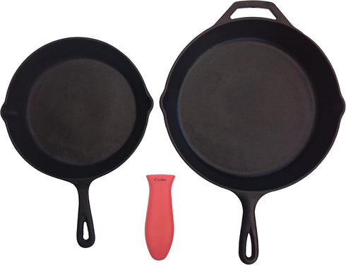 Silicone Hot Handle Holder, Potholder (Large Red) for Cast Iron Skillets, Pans, Frying Pans & Griddles, Metal and Aluminum Cookware Handles - Slee...