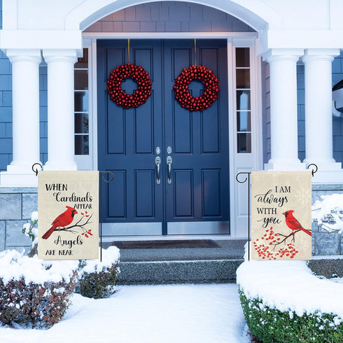 2 Pcs Cardinal Garden Flags Gifts Decor for Graves When Cardinal Appear Memorial Yard Flag I Am Always with You Cemetery Flag Bereavement Gift Out...