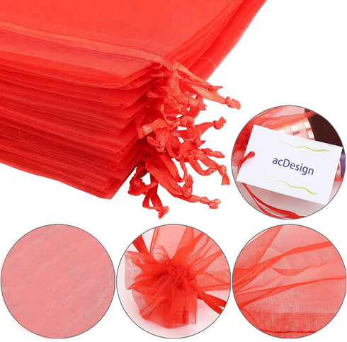 acDesign Jewelry Bags Drawstring 200Pcs Organza Bags 4"x6" Wedding Favor Bags for Candy Jewelry Makeup Pouches(Red)...