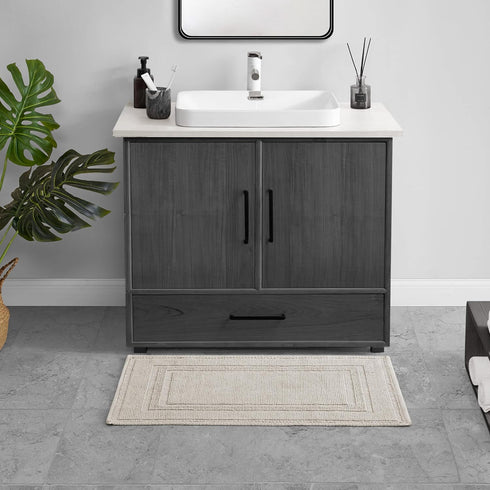 Jean Pierre - Stonewash Racetrack Bath Rug, Cotton, Premium Bathroom Decor, Machine Washable, Highly Absorbent, Measures 21" x 34", Washed Taupe...