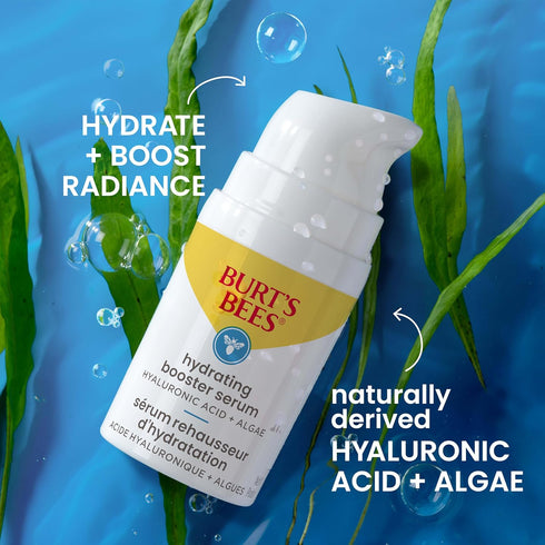 Burt's Bees Hyaluronic Acid Face Serum, Hydrates & Boosts Skin Naturally for Smoother, Glowing Skin Tone, Lightweight, with Algae - Hydrating Boos...