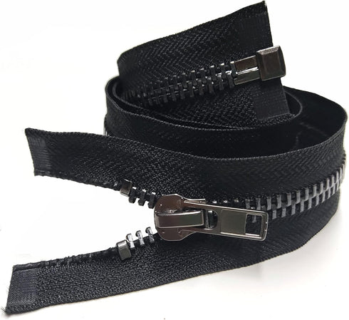 Leekayer #10 24 Inch Metal Zipper Black Nickel 60cm Separating Zipper for Sewing Crafts Jacket Coat Bags Dress Vest Luggage DIY Handmade Replaceme...