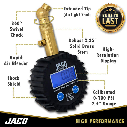 JACO Elite Digital Tire Pressure Gauge - Professional Accuracy - 100 PSI...