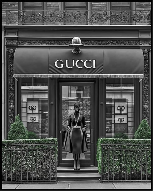 Posterizer 1 pcs-black and white luxury fashion store front 2-Photography Art-Retro Art- Gift for Women, Fashionistas, Designer Fashion Fans- unfr...