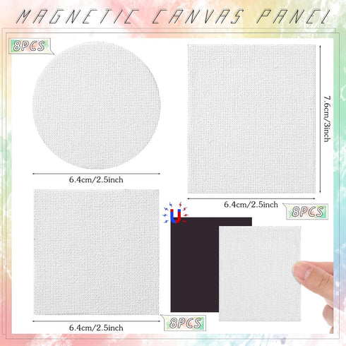 Saysurey 24 Pack Mini Magnetic Canvas Panel Canvas Boards for Painting Magnetic Canvas Boards for Fridge Multi Shape Round Square Rectangle Canvas...