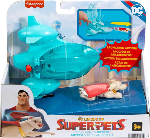 Fisher-Price DC League of Super-Pets Preschool Toy Super Launch Krypto Figure & Invisible Jet Vehicle Set for Pretend Play Kids Ages 3+ Years...