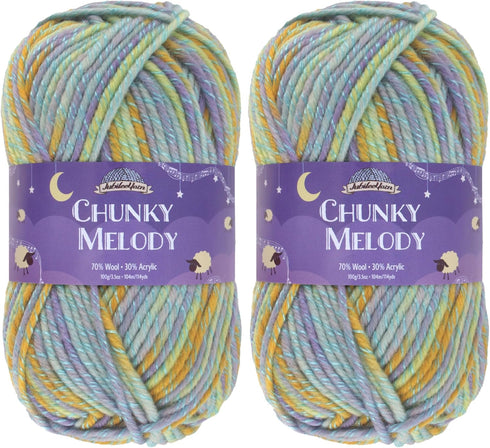 JubileeYarn Chunky Melody Yarn - 100g/Skein Bulky Wool Blend - Galapagos - 2 Skeins...