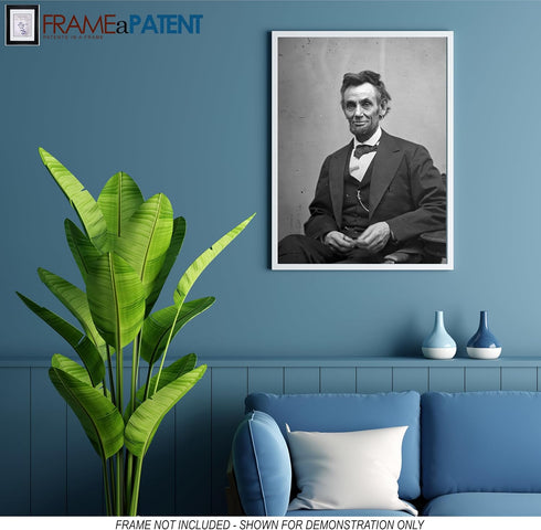 Frame a Patent Abraham Lincoln Photograph - Historical Artwork from 1865 - US President Portrait - (4" x 6") - Gloss...