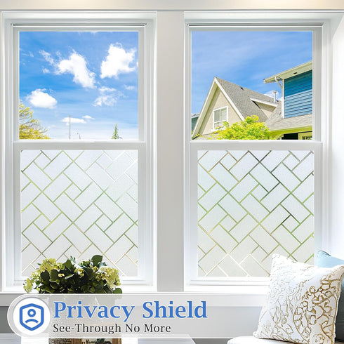 Coavas Non-Adhesive Frosted Glass Window Film & Window Privacy Film for Home & Office - Heat Control, UV & Sun Blocking, Easy DIY Installation, 23...