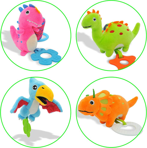 Baby Toys for 0 3 6 9 12 Months, Soft Rattle Wind Chime Car Seat Crib Stroller Toys, Dinosaur Baby Hanging Toys Birthday for Baby Boys and Girls...