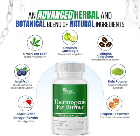 Dr Vitamin Thermogenic Fat Burner Brazilian Lean, Weight Loss Pills for Women, Waist Trimmer & Supplements for Bloating 60 Capsules...