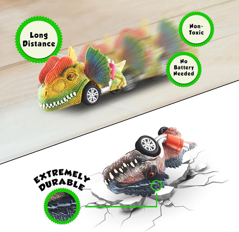 Dinosaur Toys for Ages 2-4, Pack of 6 | Pull Back Dinosaur Cars for Kids | 4 Inch Pull Back Cars for Boys Age 4-7 | Dinosaur Car Toys | Pull Back ...