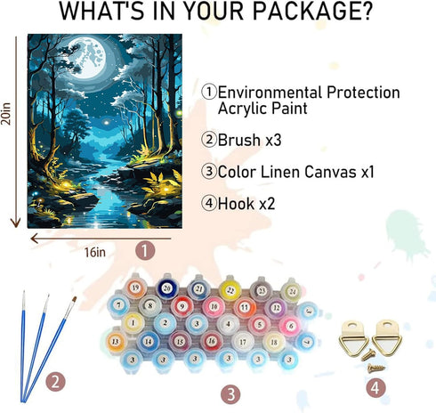 xackcme Moon Paint by Numbers for Adults-Landscape Paint by Number on Canvas without Frame,DIY Forest Scenery Oil Painting for Gift Home Wall Deco...