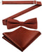 Toulite 2 Pcs Solid Cinnamon Color Boy's Bow Tie Satin Bow Tie with Suit Handkerchief Pre Tied Style Pocket Square for Wedding Party Dress up...