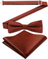Toulite 2 Pcs Solid Cinnamon Color Boy's Bow Tie Satin Bow Tie with Suit Handkerchief Pre Tied Style Pocket Square for Wedding Party Dress up...