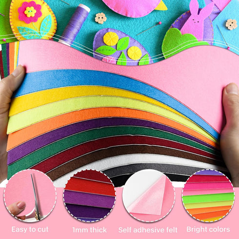 Morcheiong 12 Pcs Self Adhesive Felt Sheet Soft Felt Sheets with Adhesive Backing for Art Project and Sewing DIY Craft(11.8"x7.9"/30x20cm)- Pink...