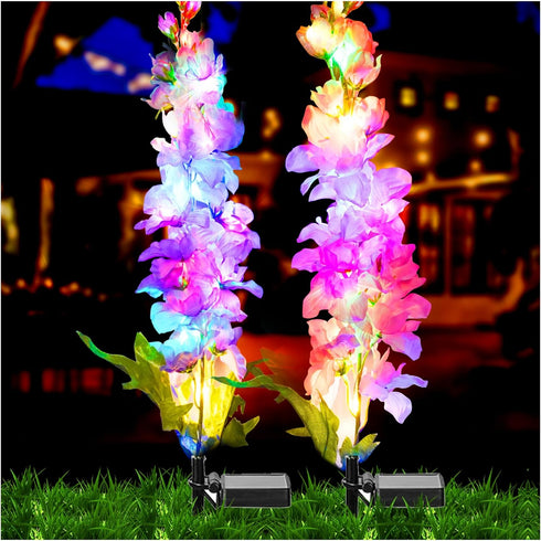 Solar Garden Lights - Newest Version Solar Delphinium Lights, Solar Lights Outdoor with 2 Lighting Modes,Yard, Patio, Pathway Garden Decoration, L...